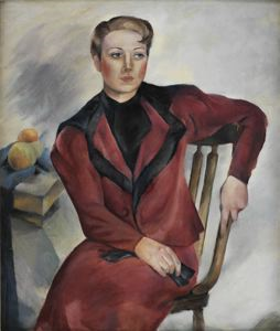 Image of Seated Woman in Red Dress
