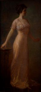 Image of Lady in a Pink Silk Dress