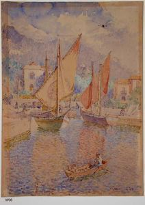 Image of Sailboats with Rowboat