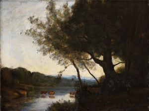 Image of Landscape with Cows (copy after Corot)