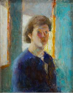 Image of Portrait in Blue: Self Portrait