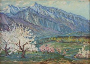 Image of Orchard in Spring south of Wellsville, Cache Co.