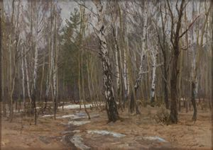 Image of Wet Day, Spring Forest "Grey Day"