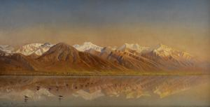 Image of Great Salt Lake Utah and the Wasatch Mountains