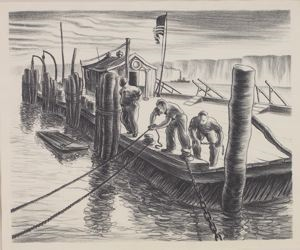 Image of Tying Off Boats, the Dock