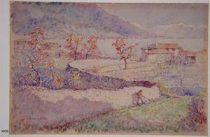 Image of Rural scene, stone wall (untitled)