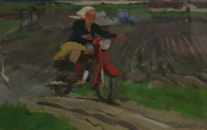 Image of Woman on a Motorcycle