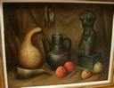 Image of Still Life with Apples, Fish and Nude Bronze Statue